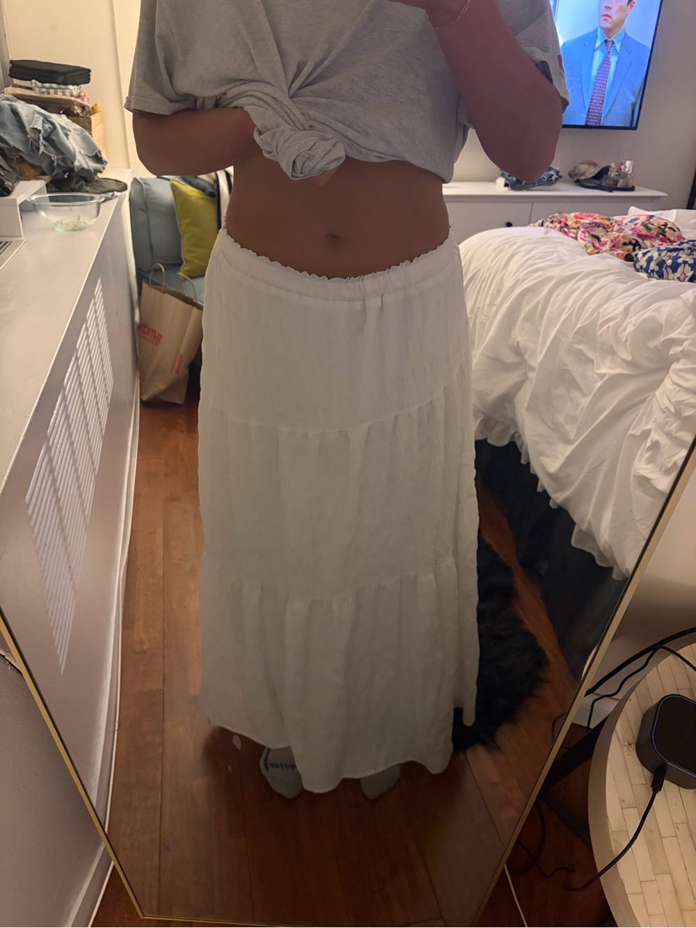 White Tiered Maxi Skirt - Women's Lightweight Summer Skirt